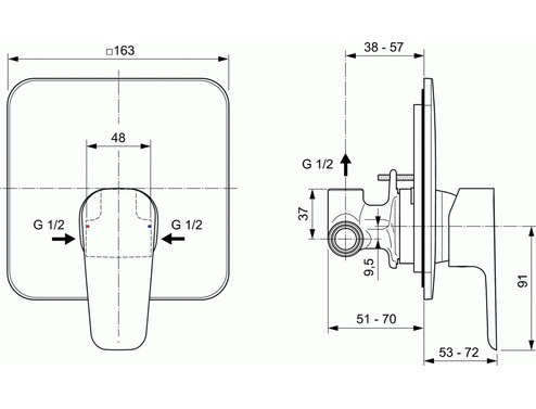 Смесител вграден за душ Ideal Standard ESLA